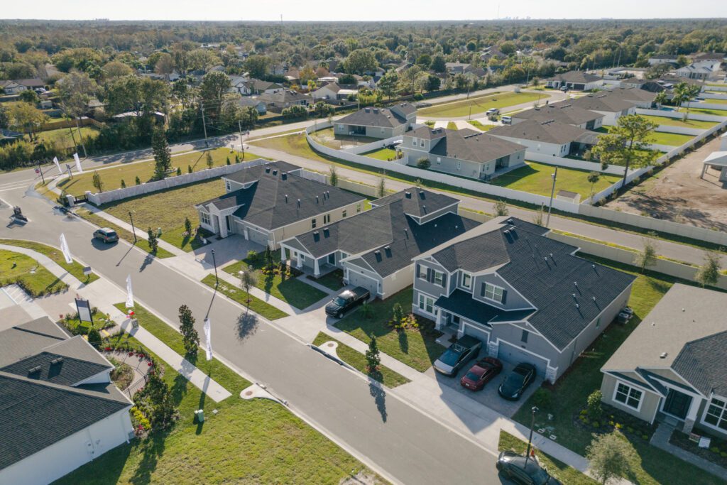 Suburban neighborhood with houses and streets